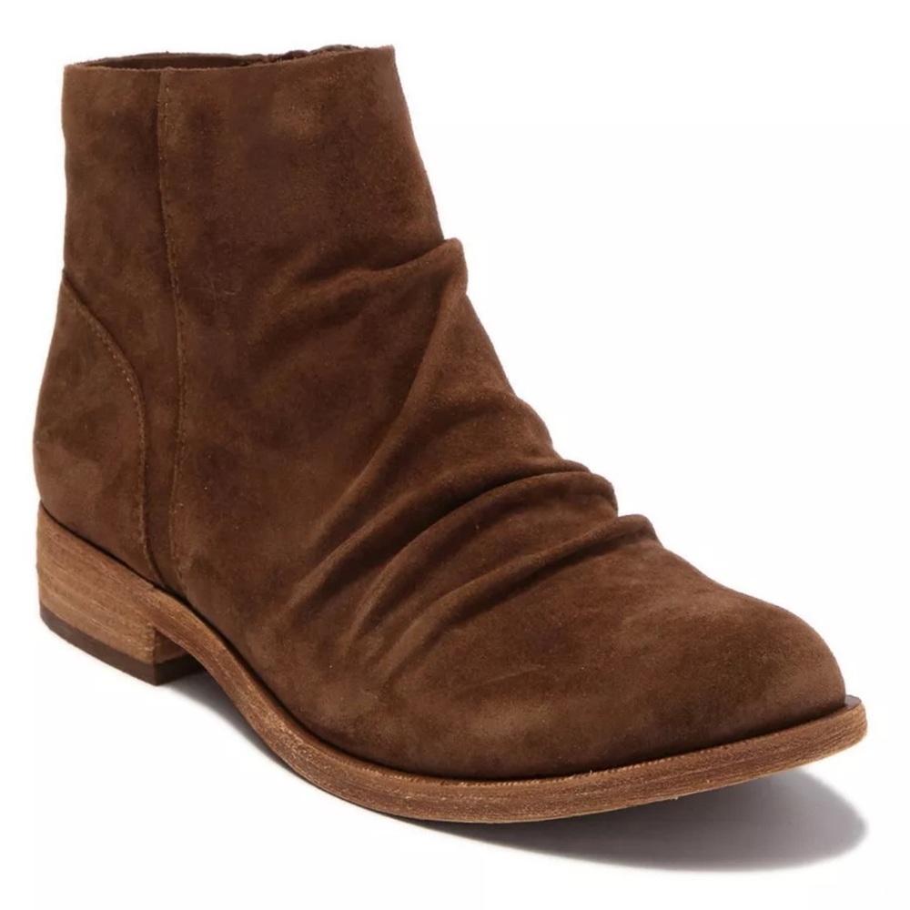 Kork-Ease Giba Ruched Ankle Bootie/Side Zip Size US 10M Brown Siena Suede